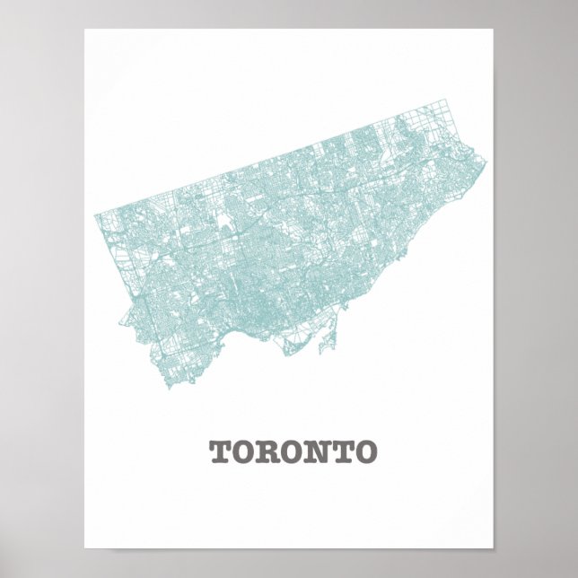 Teal Road Network Map of Toronto Poster (Front)
