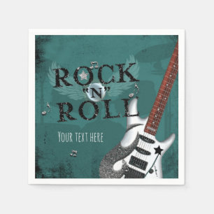 Teal Rock N Roll Star Birthday Party Event Napkin