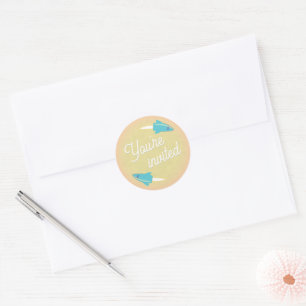 Teal Rockets & Moon Envelope Seal