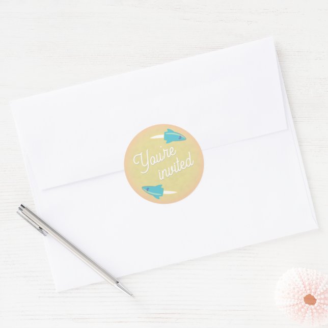 Teal Rockets & Moon Envelope Seal (Envelope)
