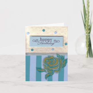 Teal Rose Birthday Card
