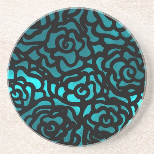 teal rose coaster (Front)