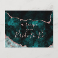 Teal & Rose Gold Foil Bridal Shower Recipe Card
