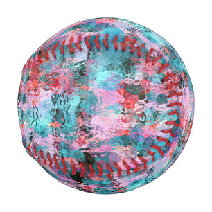 Teal Rose Gold Red Watercolor Baseball