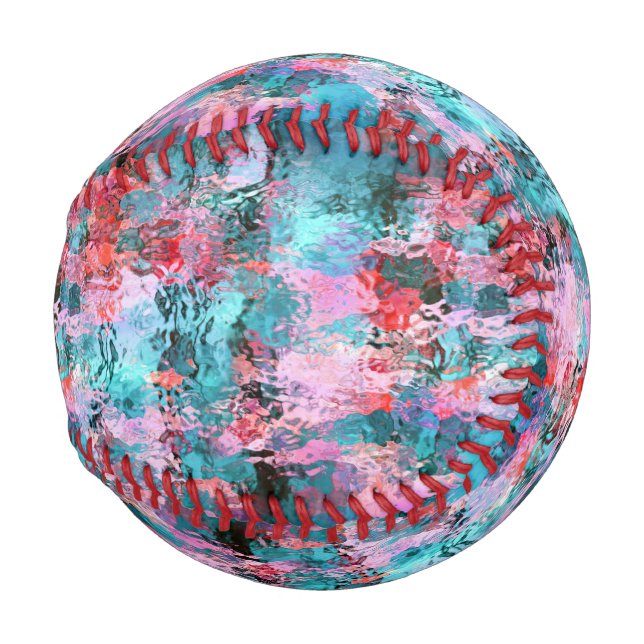Teal Rose Gold Red Watercolor Baseball (Front Right)