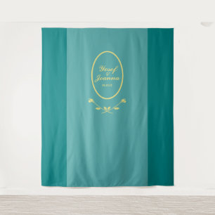 Teal Rose Wedding Backdrop Tapestry