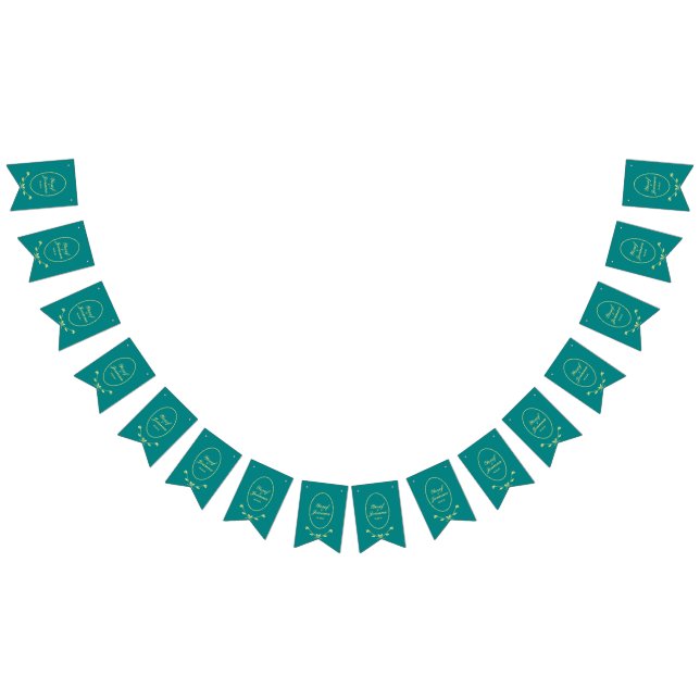 Teal Rose Wedding Bunting Flags Banner (All)