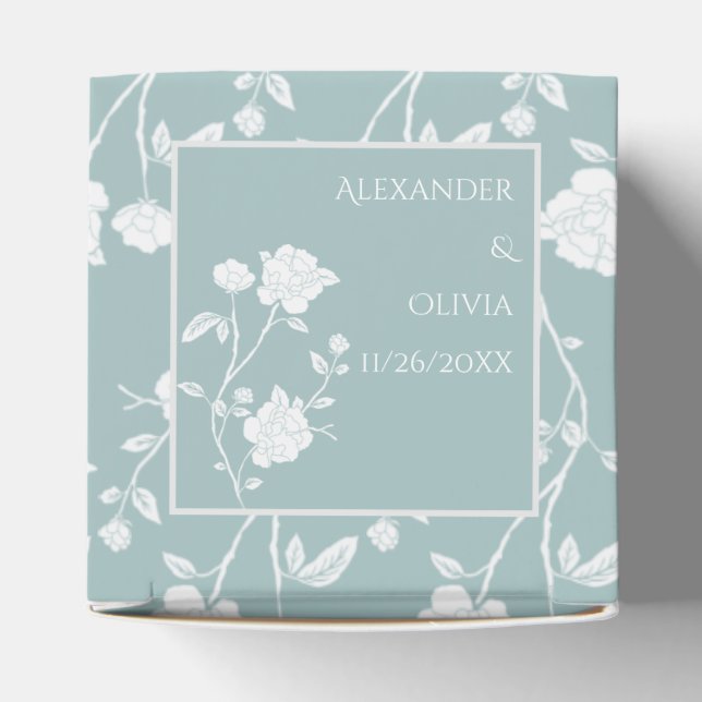 Teal Rose Wedding Favour Box (Top)