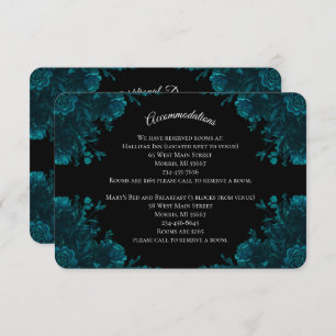 Teal Roses Black Gothic Wedding Enclosure Card