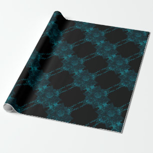 Teal Roses Black Gothic Wedding Wrapping Paper