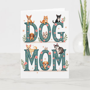 Teal Roses Dog Mum Art Card