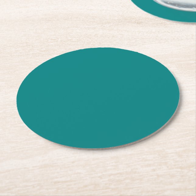 Teal Round Paper Coaster (Angled)