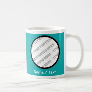 Teal Round Photo & Text Mug - Create Your Own