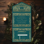 Teal Royal Mediaeval Sword Wedding  All In One Invitation<br><div class="desc">Celebrate your special day with this Royal Mediaeval Sword Wedding design. The design on the back of the invite is NOT real gold foil. You can customise this further by clicking on the "PERSONALIZE" button.</div>