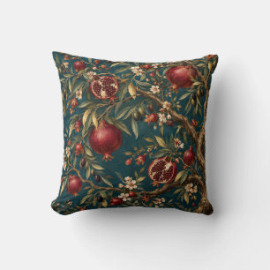 Teal Ruby Pomegranate Orchard Cushion