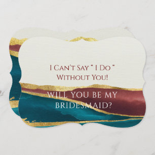 Teal Rust Agate Gold Will You Be My Bridesmaid Invitation