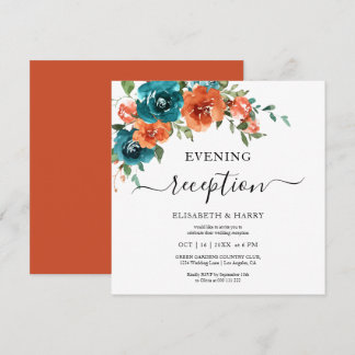 Teal Rust Orange Budget Rust Budget Wedding Invitation