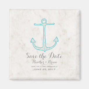 Teal Rustic Anchor Save the Date Magnet