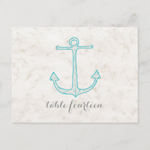 Teal Rustic Anchor Table Number Postcard