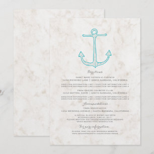 Teal Rustic Anchor Wedding Information Invitation