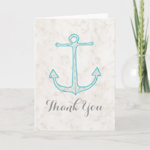 Teal Rustic Anchor Wedding Thank You Card