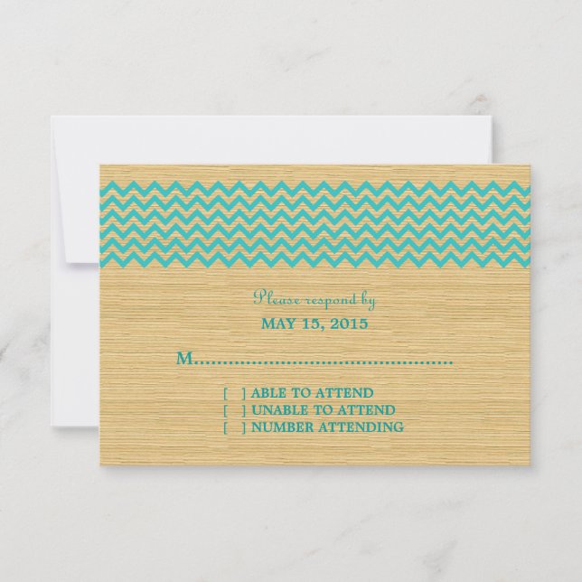 Teal Rustic Chevron Response Card (Front)