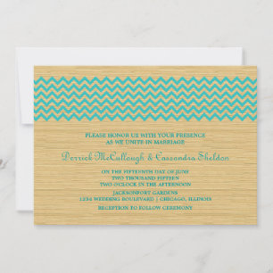 Teal Rustic Chevron Wedding Invite