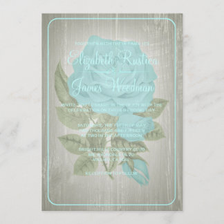 Teal Rustic Floral Wedding Invitations
