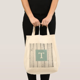 Teal Rustic Monogram Tote Bag
