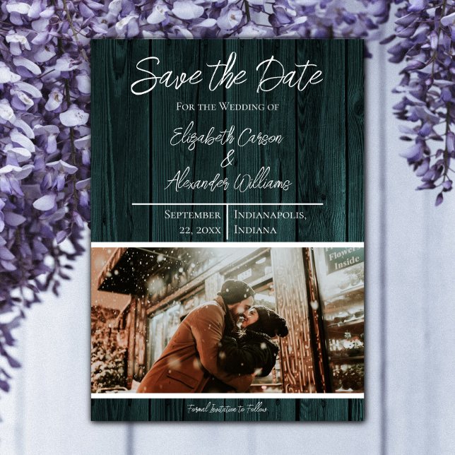Teal Rustic Photo Save The Date (Teal Rustic Photo Save the Date)
