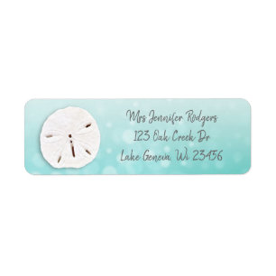 Teal Sand Dollar Beachy Return Address Label