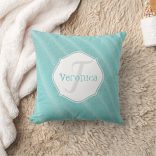 Teal Sand Ripples Personalised Pillow