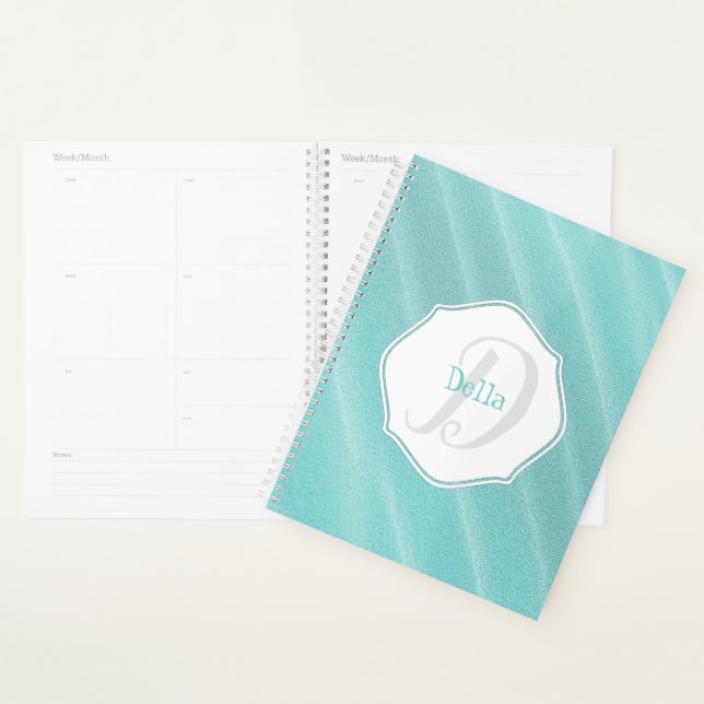 Teal Sand Ripples Personalised Planner (Display)