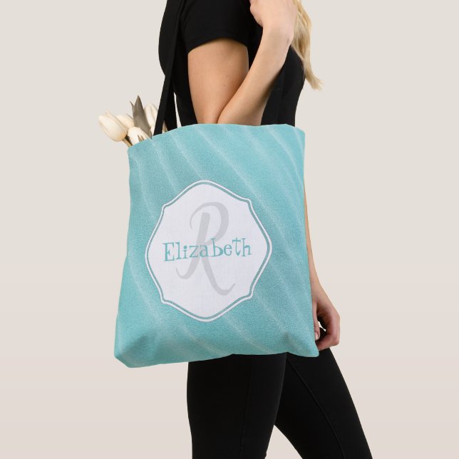 Teal Sand Ripples Personalised Tote (Close Up)
