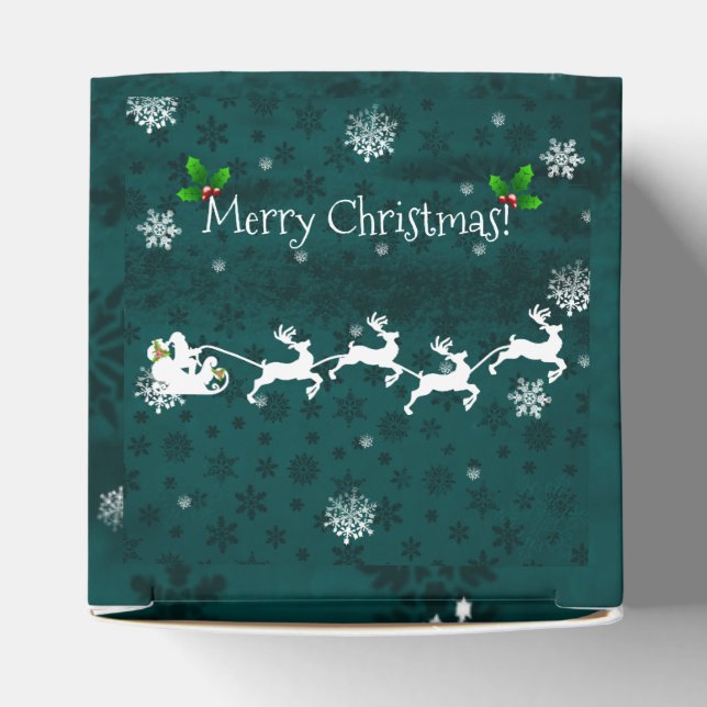 Teal Santa's Sleigh and Reindeer Favour Box (Top)