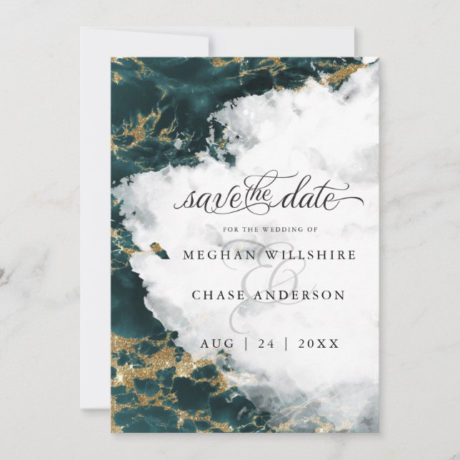 Teal Sapphire Watercolor Geode  BarefootBride™ (Front)