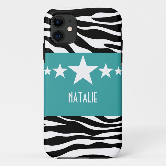 Teal Sassy Star Zebra BT iPhone 5 Case (Back)