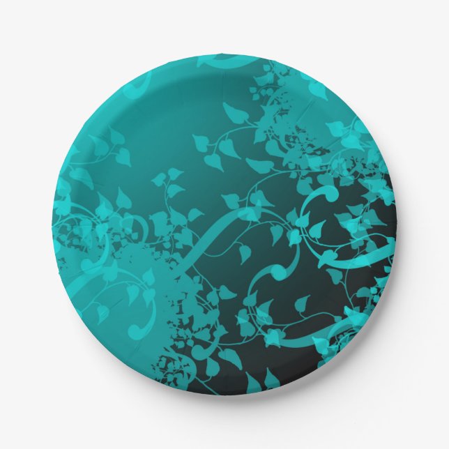 Teal Satin Look Party Plate (Front)