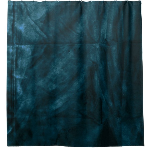 Teal satin mat shower curtain (Front)