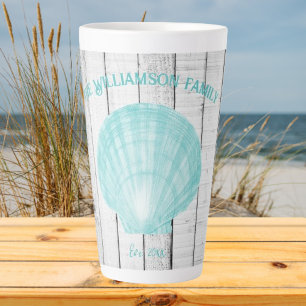 Teal Scallop Shell Latte Mug