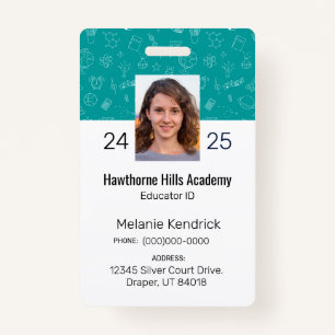 Teal School Icons Homeschool Educator ID Badge