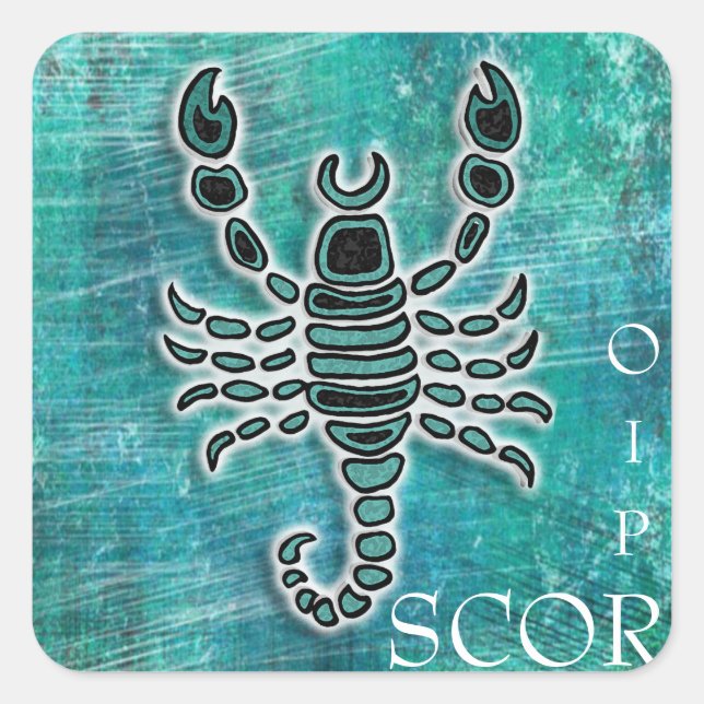Teal Scorpio Square Sticker (Front)