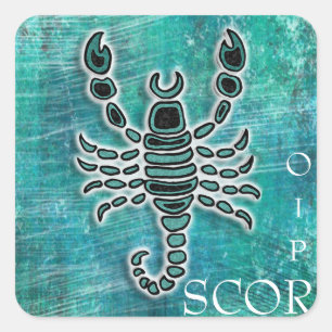 Teal Scorpio Square Sticker