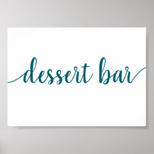 Teal Script   Aqua Blue-Green Dessert Bar Sign