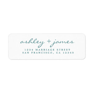 Teal Script Elegant Wedding Return Address Label