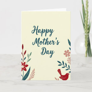 Teal Script Floral Art Card