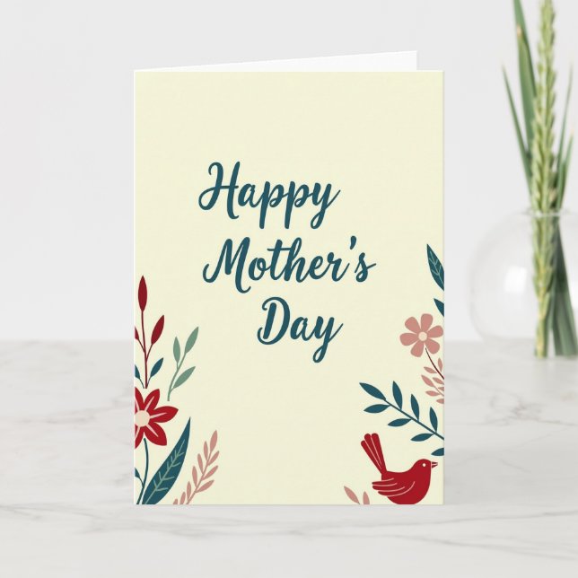 Teal Script Floral Art Card (Front)