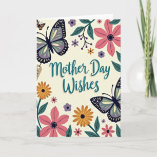 Teal Script Mother Day Wishes Card