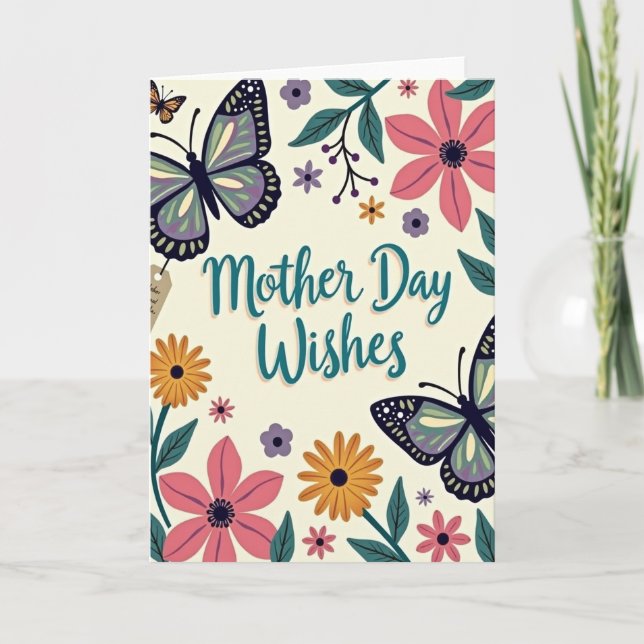 Teal Script Mother Day Wishes Card (Front)