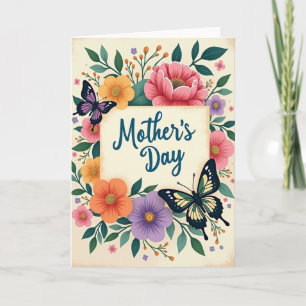 Teal Script Mothers Day Bloom Card